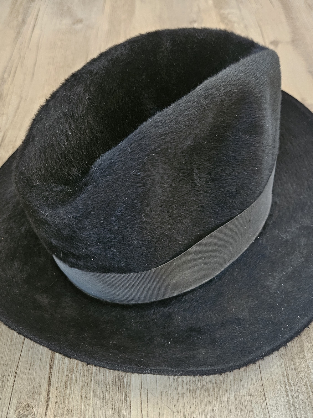 Vintage Herbert Johnson London Mem's Black Felt Fur Big Rimmed Fedora